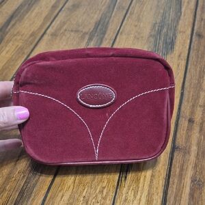 VINTAGE LANCOME Burgundy Velvet Mini Makeup Pouch